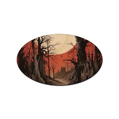 Comic Gothic Macabre Vampire Haunted Red Sky Sticker Oval (10 Pack) by Maspions