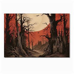 Comic Gothic Macabre Vampire Haunted Red Sky Postcard 4 x 6  (pkg Of 10)