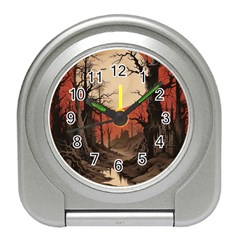 Comic Gothic Macabre Vampire Haunted Red Sky Travel Alarm Clock by Maspions