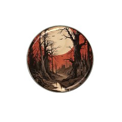 Comic Gothic Macabre Vampire Haunted Red Sky Hat Clip Ball Marker by Maspions