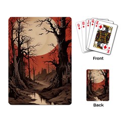 Comic Gothic Macabre Vampire Haunted Red Sky Playing Cards Single Design (rectangle)