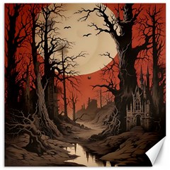 Comic Gothic Macabre Vampire Haunted Red Sky Canvas 20  X 20  by Maspions