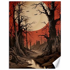 Comic Gothic Macabre Vampire Haunted Red Sky Canvas 18  X 24  by Maspions