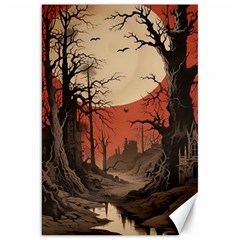 Comic Gothic Macabre Vampire Haunted Red Sky Canvas 20  X 30  by Maspions