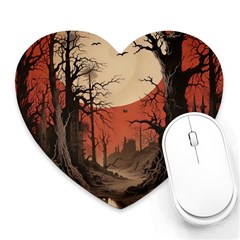 Comic Gothic Macabre Vampire Haunted Red Sky Heart Mousepad by Maspions