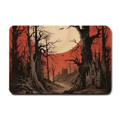 Comic Gothic Macabre Vampire Haunted Red Sky Small Doormat by Maspions