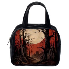 Comic Gothic Macabre Vampire Haunted Red Sky Classic Handbag (one Side) by Maspions