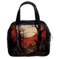 Comic Gothic Macabre Vampire Haunted Red Sky Classic Handbag (two Sides) by Maspions