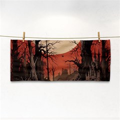 Comic Gothic Macabre Vampire Haunted Red Sky Hand Towel