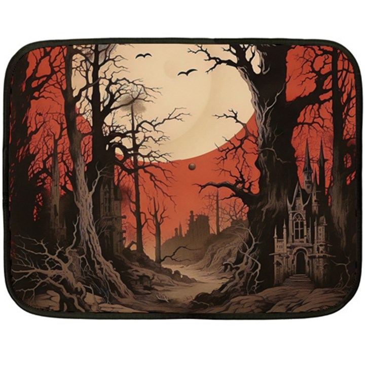 Comic Gothic Macabre Vampire Haunted Red Sky Fleece Blanket (Mini)