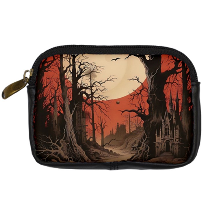 Comic Gothic Macabre Vampire Haunted Red Sky Digital Camera Leather Case