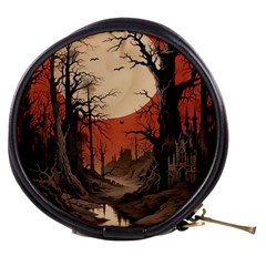 Comic Gothic Macabre Vampire Haunted Red Sky Mini Makeup Bag by Maspions