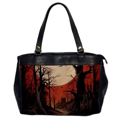 Comic Gothic Macabre Vampire Haunted Red Sky Oversize Office Handbag by Maspions