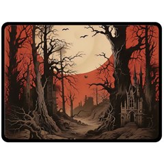 Comic Gothic Macabre Vampire Haunted Red Sky Fleece Blanket (large)