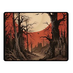 Comic Gothic Macabre Vampire Haunted Red Sky Fleece Blanket (small) by Maspions