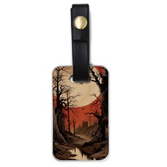 Comic Gothic Macabre Vampire Haunted Red Sky Luggage Tag (one Side) by Maspions