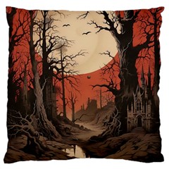 Comic Gothic Macabre Vampire Haunted Red Sky Large Cushion Case (two Sides)