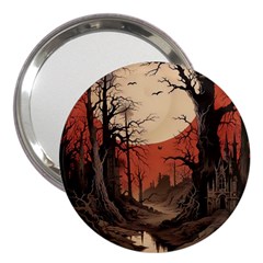 Comic Gothic Macabre Vampire Haunted Red Sky 3  Handbag Mirrors by Maspions