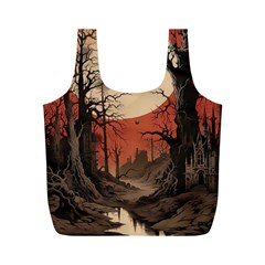 Comic Gothic Macabre Vampire Haunted Red Sky Full Print Recycle Bag (m) by Maspions