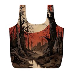 Comic Gothic Macabre Vampire Haunted Red Sky Full Print Recycle Bag (l) by Maspions