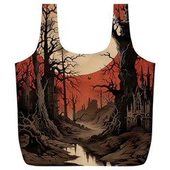 Comic Gothic Macabre Vampire Haunted Red Sky Full Print Recycle Bag (xl) by Maspions