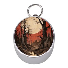 Comic Gothic Macabre Vampire Haunted Red Sky Mini Silver Compasses