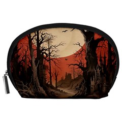 Comic Gothic Macabre Vampire Haunted Red Sky Accessory Pouch (large) by Maspions