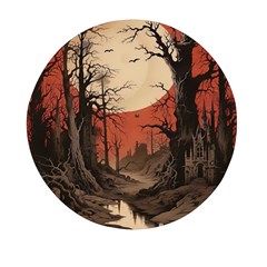 Comic Gothic Macabre Vampire Haunted Red Sky Mini Round Pill Box by Maspions