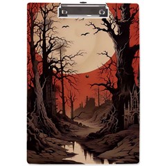 Comic Gothic Macabre Vampire Haunted Red Sky A4 Acrylic Clipboard