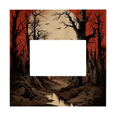 Comic Gothic Macabre Vampire Haunted Red Sky White Box Photo Frame 4  X 6 