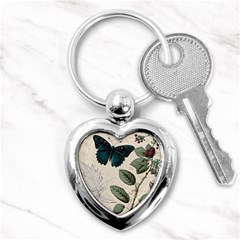 Butterflies Butterfly Botanical Nature Sketch Junk Journal Field Notes Paper Vintage Ephemera Key Chain (heart)