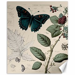 Butterflies Butterfly Botanical Nature Sketch Junk Journal Field Notes Paper Vintage Ephemera Canvas 8  X 10 