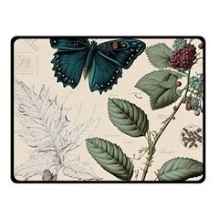 Butterflies Butterfly Botanical Nature Sketch Junk Journal Field Notes Paper Vintage Ephemera Fleece Blanket (small)