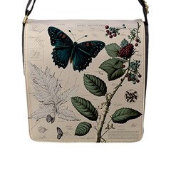 Butterflies Butterfly Botanical Nature Sketch Junk Journal Field Notes Paper Vintage Ephemera Flap Closure Messenger Bag (l)