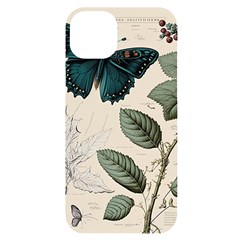 Butterflies Butterfly Botanical Nature Sketch Junk Journal Field Notes Paper Vintage Ephemera Iphone 14 Plus Black Uv Print Case by Maspions