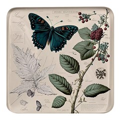 Butterflies Butterfly Botanical Nature Sketch Junk Journal Field Notes Paper Vintage Ephemera Square Glass Fridge Magnet (4 Pack)