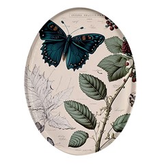 Butterflies Butterfly Botanical Nature Sketch Junk Journal Field Notes Paper Vintage Ephemera Oval Glass Fridge Magnet (4 Pack) by Maspions