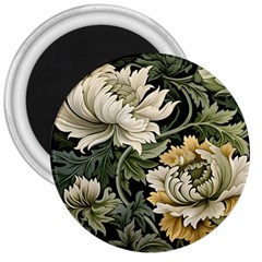 Flower Blossom Bloom Botanical Spring Nature Floral Pattern Leaves 3  Magnets by Maspions