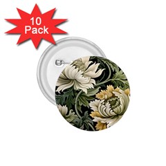 Flower Blossom Bloom Botanical Spring Nature Floral Pattern Leaves 1 75  Buttons (10 Pack)