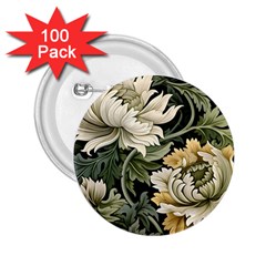 Flower Blossom Bloom Botanical Spring Nature Floral Pattern Leaves 2 25  Buttons (100 Pack) 