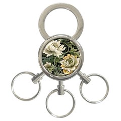 Flower Blossom Bloom Botanical Spring Nature Floral Pattern Leaves 3-ring Key Chain