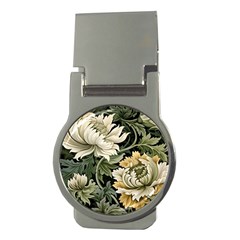 Flower Blossom Bloom Botanical Spring Nature Floral Pattern Leaves Money Clips (round) 