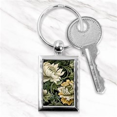 Flower Blossom Bloom Botanical Spring Nature Floral Pattern Leaves Key Chain (rectangle)