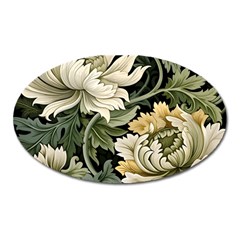 Flower Blossom Bloom Botanical Spring Nature Floral Pattern Leaves Oval Magnet