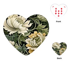 Flower Blossom Bloom Botanical Spring Nature Floral Pattern Leaves Playing Cards Single Design (heart)