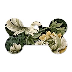 Flower Blossom Bloom Botanical Spring Nature Floral Pattern Leaves Dog Tag Bone (one Side)