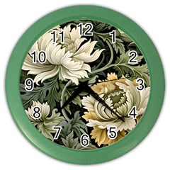 Flower Blossom Bloom Botanical Spring Nature Floral Pattern Leaves Color Wall Clock