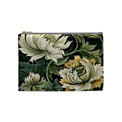 Flower Blossom Bloom Botanical Spring Nature Floral Pattern Leaves Cosmetic Bag (medium)