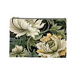 Flower Blossom Bloom Botanical Spring Nature Floral Pattern Leaves Cosmetic Bag (large)