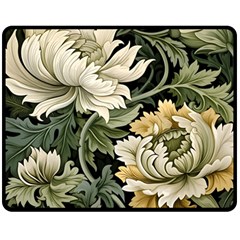 Flower Blossom Bloom Botanical Spring Nature Floral Pattern Leaves Fleece Blanket (medium)